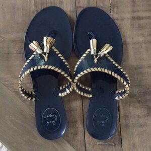 Jack Rogers navy gold thong sandals